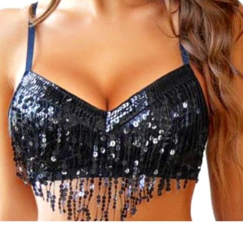 AVIDLOVE Sequin Fringe Bralette - Size M, NWOT